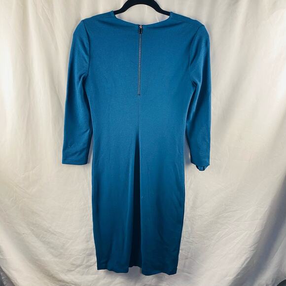 Vince Long Sleeve‎ Blue Teal Career Minimalist Classic Sheath Dress Size XS - Picture 2 of 11